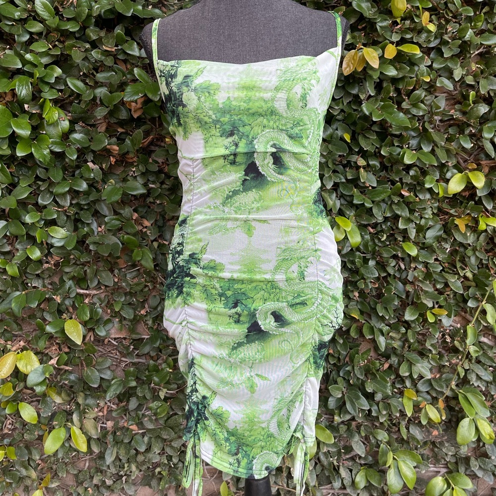 Lime ruched dress